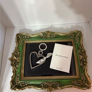 Burberry Silver Heart Keyring with Ribbon